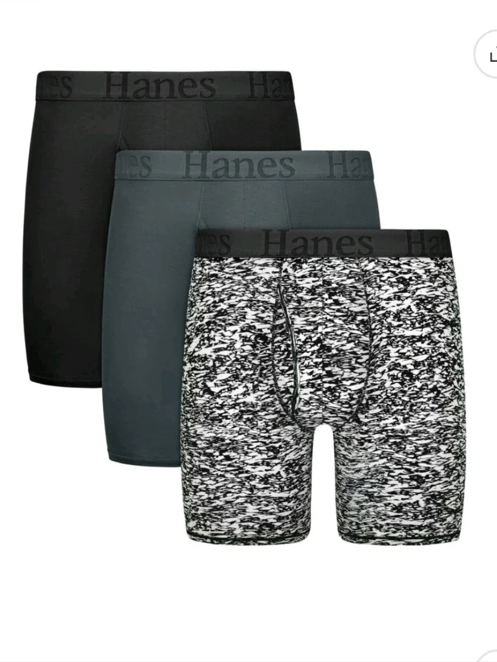 Hanes Men’s 3-Pack Supersoft Boxer Briefs – Black & Gray Size 2XL(44-46)